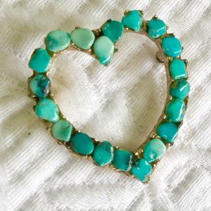 Heart shaped turquoise brooch